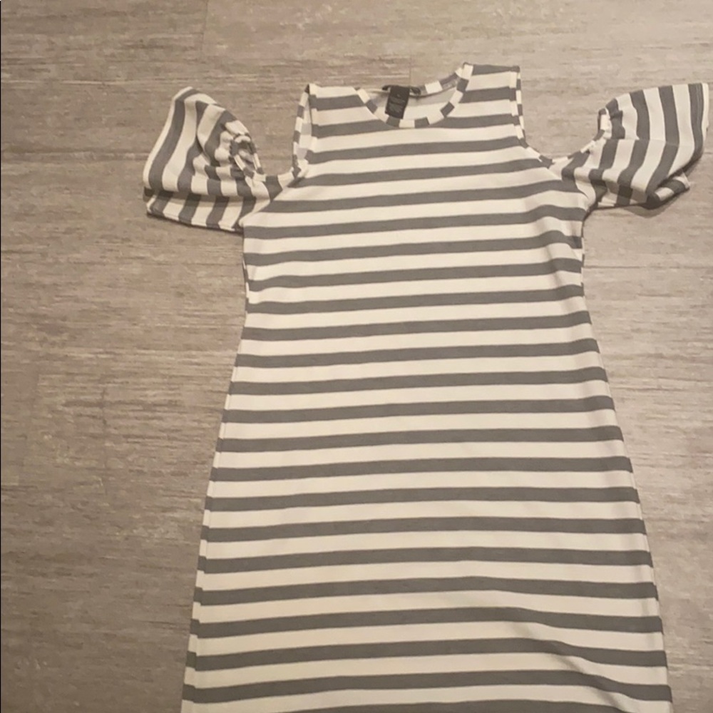 Gray and white dress